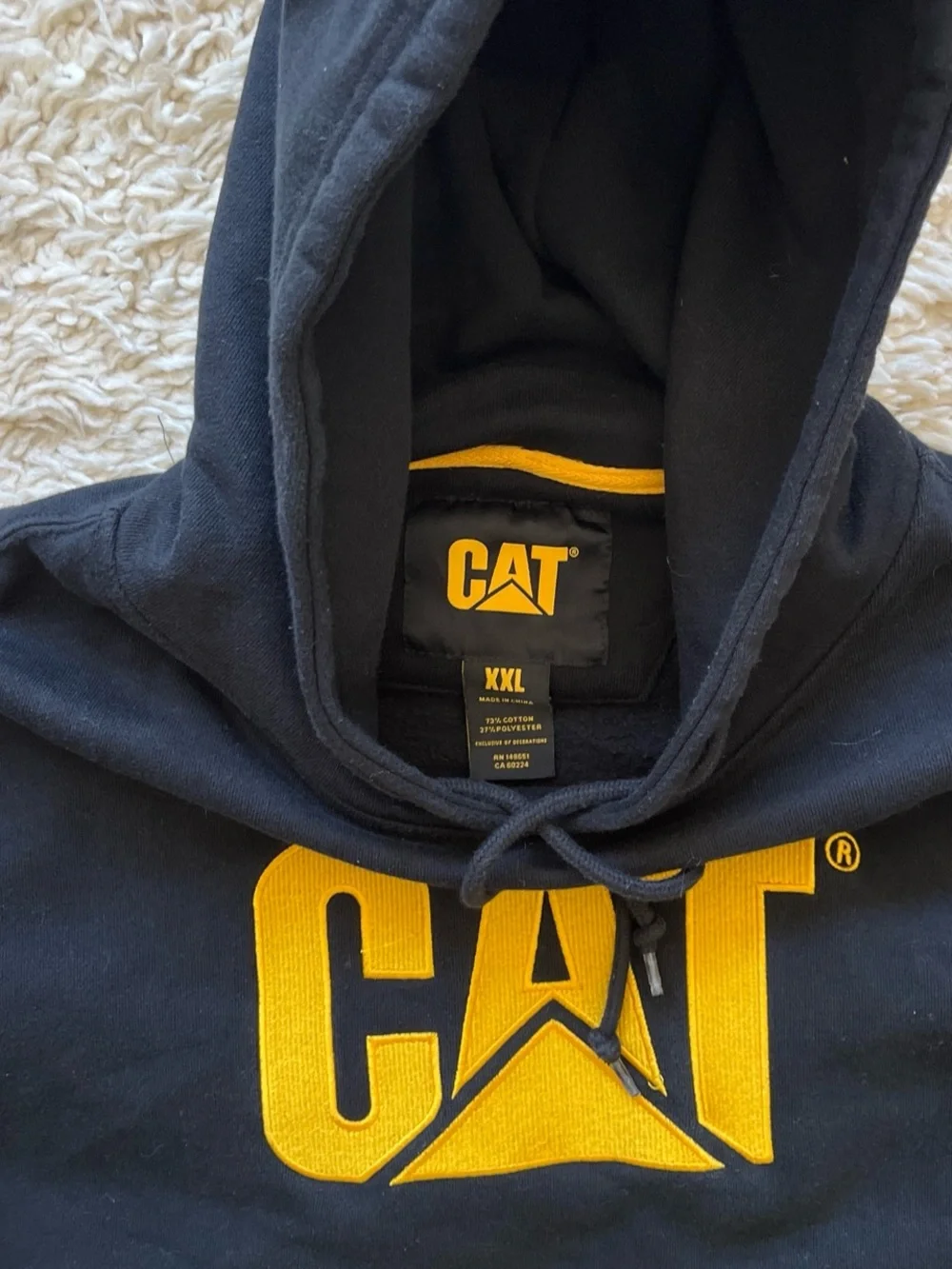 Black Caterpillar CAT Logo Hoodie Size XXL